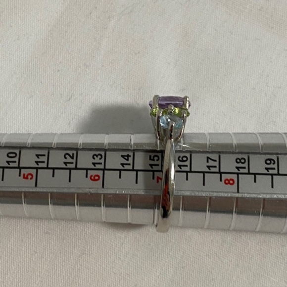 925 Silver Natural Topaz Amethyst Peridot Gemstones Jewelry Set - Picture 7 of 7